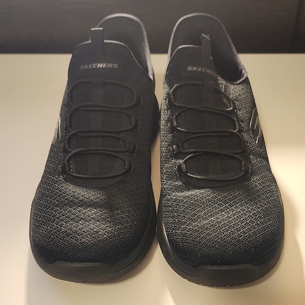 Skechers Black Charcoal Knit Slip-Ons